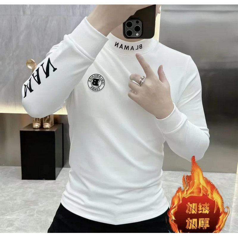 天骏百货男装卫衣高档轻奢打底衫2025秋冬新款半高领加绒长袖T恤