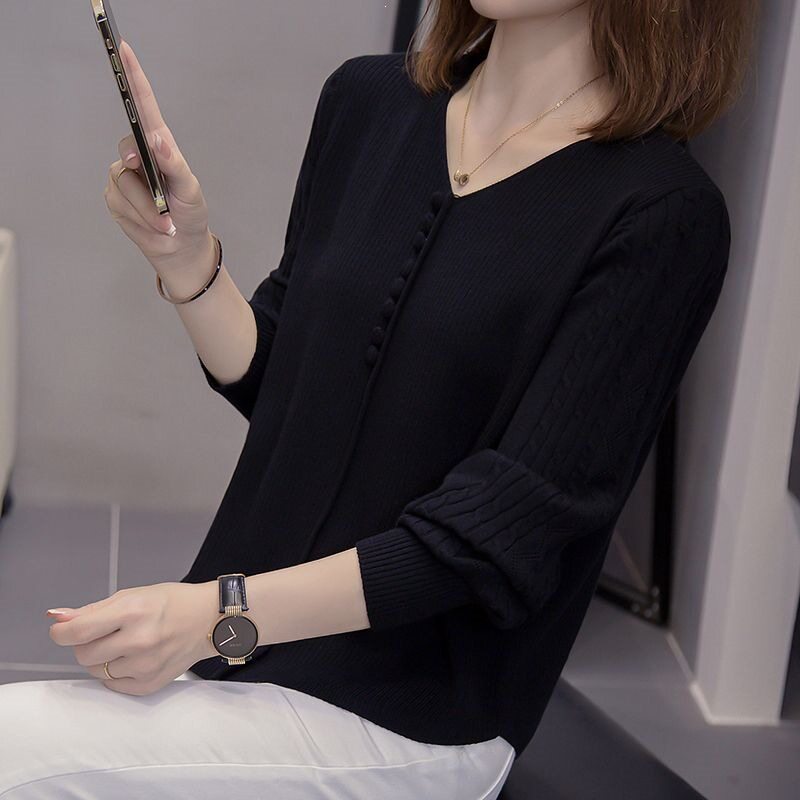 铂瑾精选女装2026秋冬季新款女士V领针织打底衫洋气显瘦时尚毛衣