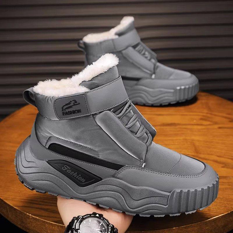 森刻银太男高帮加绒保暖雪地靴