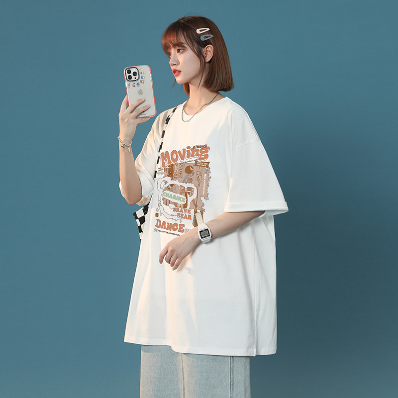23夏季新款短袖潮流印花小众设计感宽松休闲T恤XZ201-2T791P28,女装T恤,星座201-2