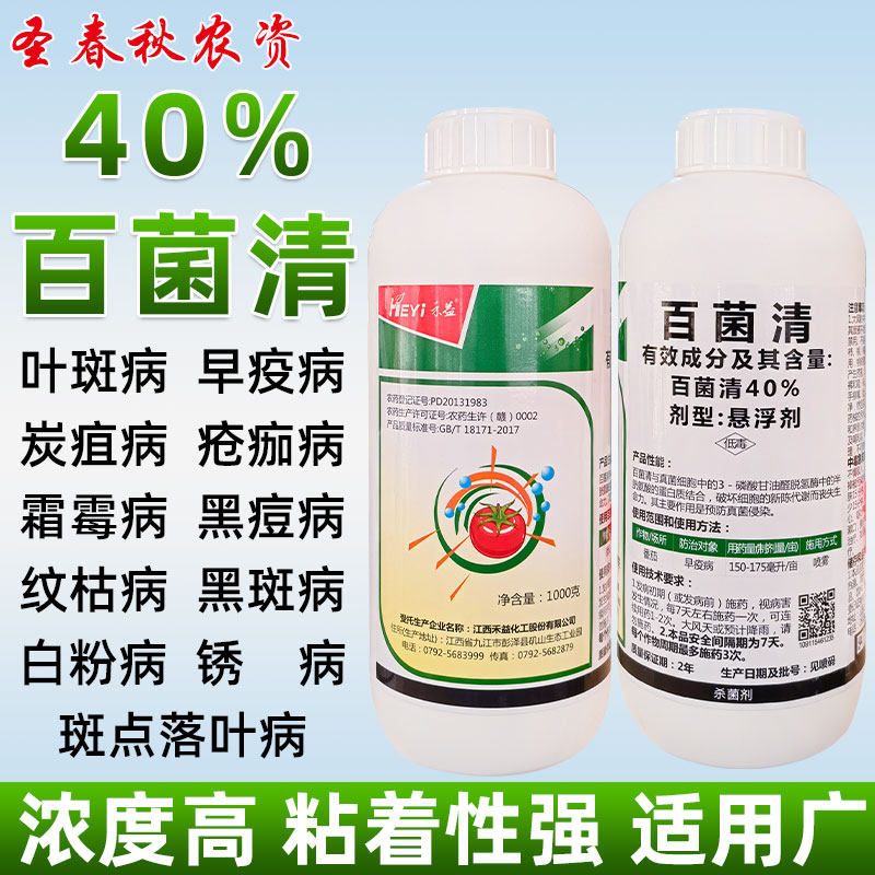 40%百菌清果树蔬菜霜霉叶斑病黑斑病白粉病疫病农药杀菌剂百菌灵怎么样,好用不?