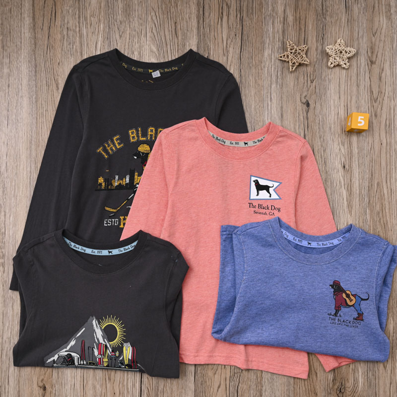 外贸欧美 春秋男童纯棉长袖T恤 男宝卡通动漫圆领上衣套头打底衫