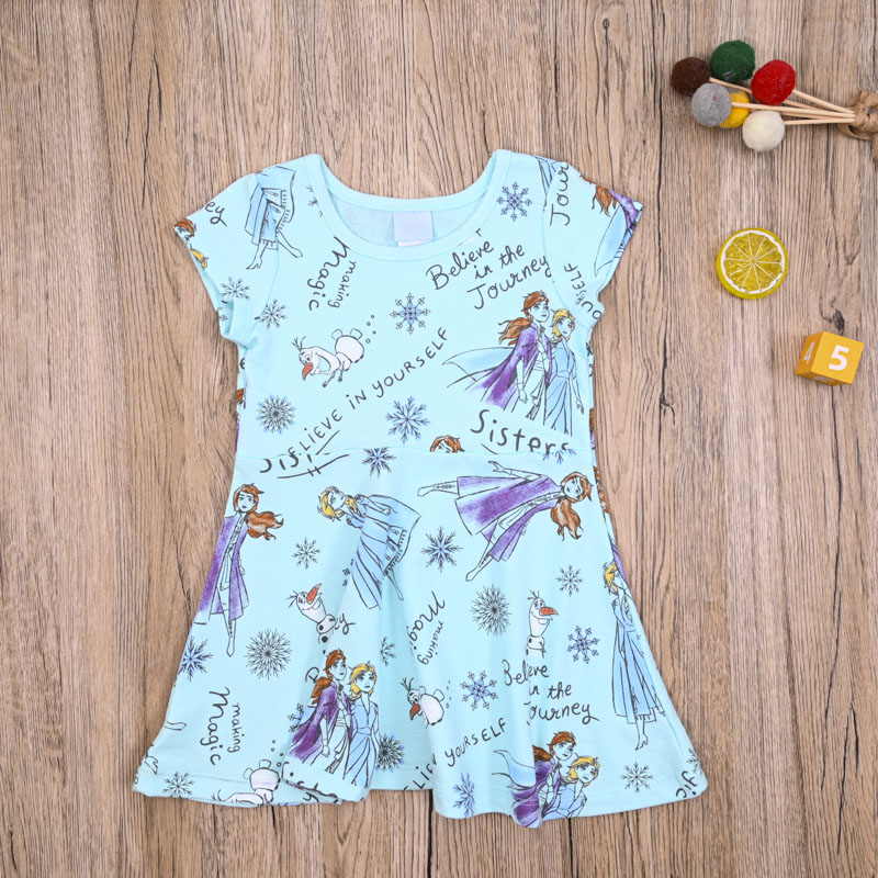 外贸欧美女宝夏款薄毛线圈短袖公主裙子女童连衣裙棉质可爱连身裙