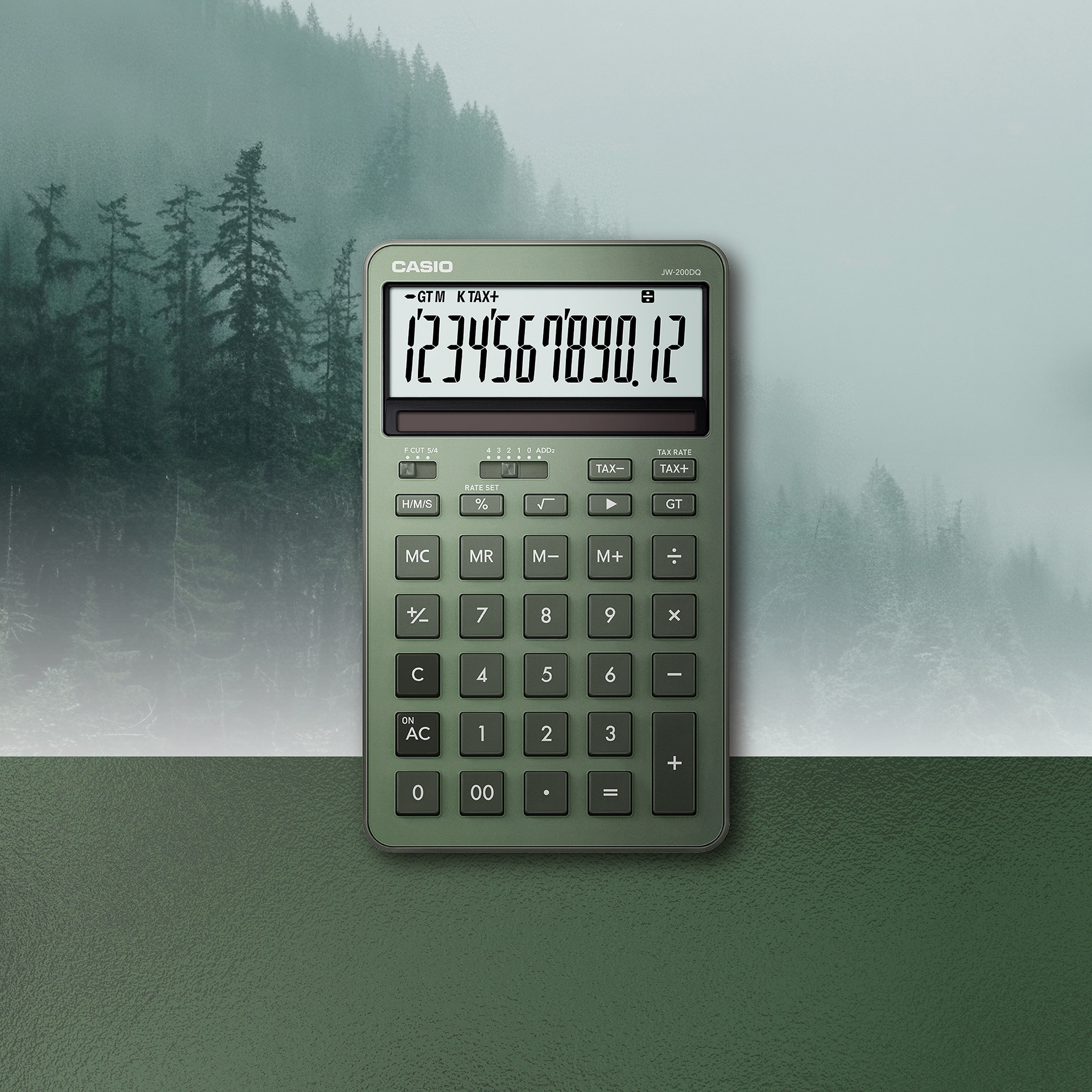 卡西欧计算器JR-200DQ商务办公型简约计算机12位数太阳能双重电源财务会计台式商用理财大屏幕大按键