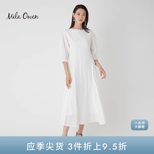 Owen春夏简约温柔宽松船领显瘦五分中袖 Mila 连衣裙09WFO231177