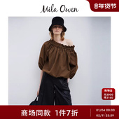 Mila 09WFT254027 衬衫 Owen25秋冬新品 日系优雅花边一字领泡泡袖