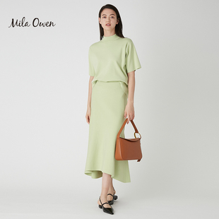 Mila 春夏优雅半高领针织短袖 半身裙套装 09WNO231016 Owen