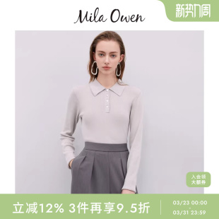 针织衫 长袖 上衣09WNT251116 Owen春夏气质百搭翻领修身 Mila
