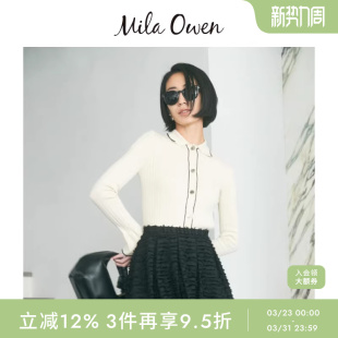 翻领针织开衫 Mila 休闲气质修身 新款 09WNT241168 Owen春夏季