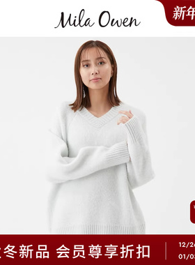 Mila Owen25秋冬新品节日优雅含羊毛V领亮片丝针织衫09WNT255103