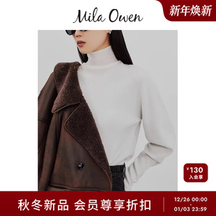 09WNT255307 简约优雅罗纹半透高领打底针织衫 Mila Owen25秋冬新品