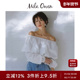 Mila Owen春夏气质优雅荷叶边一字领露肩衬衫 09WFB251111