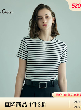 Mila Owen 春夏日系简约落肩宽松条纹T恤09WCT234901