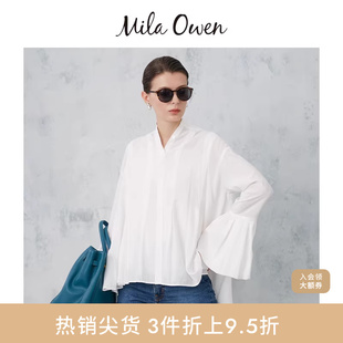Owen 衬衫 春夏季 休闲简约圆领喇叭袖 09WFT241020 新款 Mila