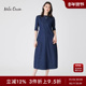 Mila Owen春夏气质一字领简约通勤收腰中袖 牛仔连衣裙09WFO232096