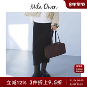 Mila Owen秋冬休闲气质纯色系带针织直筒半身裙09WNS244037