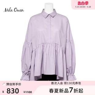 新款 Mila 24春季 女09WFB241309 Owen 休闲百搭简约全棉翻领衬衫