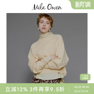 09WNT244190 羊毛针织衫 Mila Owen秋冬本命年红宽松圆领长袖