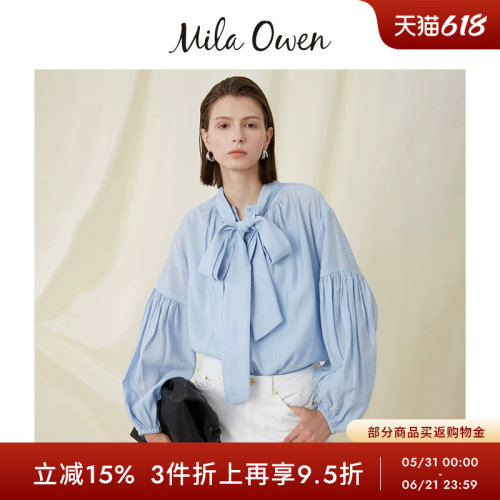 Mila Owen 春夏甜美前后两穿蝴蝶结系带衬衫09WFB241131