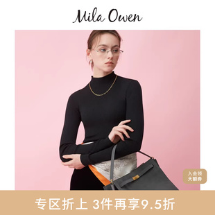 Mila 09WNT254106 Owen秋冬优雅百搭纯色高领罗纹贴身针织衫