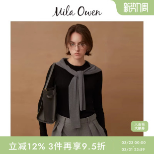 Mila 09WNT254105 Owen秋冬优雅百搭纯色圆领罗纹贴身针织衫
