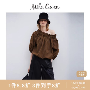衬衫 日系优雅花边一字领泡泡袖 09WFT254027 Owen25秋冬新品 Mila