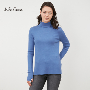 09WNT234301 秋冬日系纯色高领罗纹针织衫 Mila Owen
