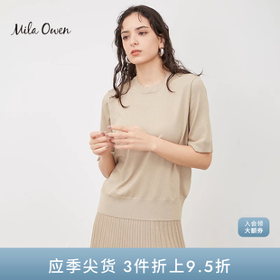 Mila T恤09WNT241133 Owen 春夏休闲简约气质圆领金丝线针织短袖