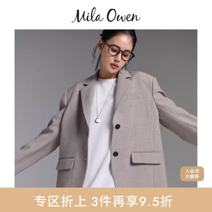 Mila 外套09WFJ251163 Owen春夏简约通勤日系翻领两粒扣西装