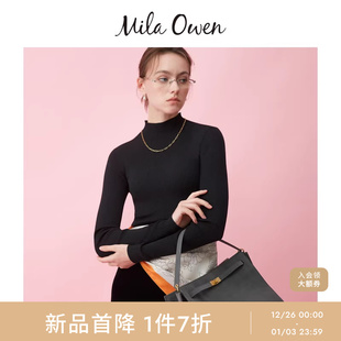 09WNT254106 优雅百搭纯色高领罗纹贴身针织衫 Mila Owen25秋冬新品