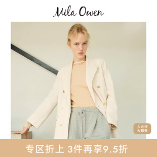 气质翻领双排扣休闲西装 外套09WFJ251135 Owen春夏薄款 Mila