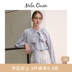 衬衫 09WFT244051 Owen秋冬日系优雅前后两穿蝴蝶结长袖 Mila