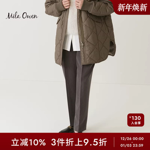 Mila 09WFP235131 Owen秋冬百搭通勤纯色高腰直筒阔腿休闲西裤