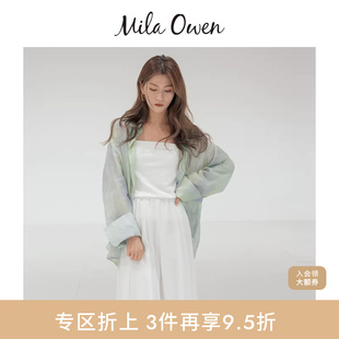 Mila 09WFB252158 Owen春夏小众多巴胺苎麻渐变晕染透视衬衫