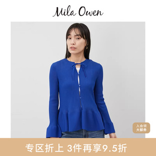 Mila 甜美伞摆系带长袖 针织开衫 09WNT254919 Owen秋冬修身