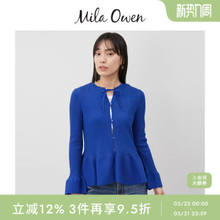 针织开衫 甜美伞摆系带长袖 09WNT254919 Owen秋冬修身 Mila