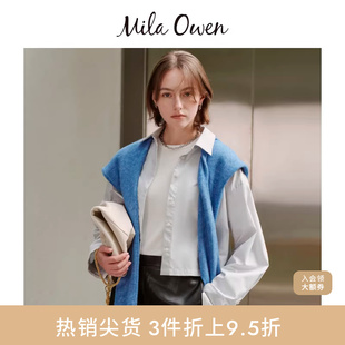 翻领衬衫 Mila 短款 百搭拼色长袖 09WFB244119 Owen秋冬时尚