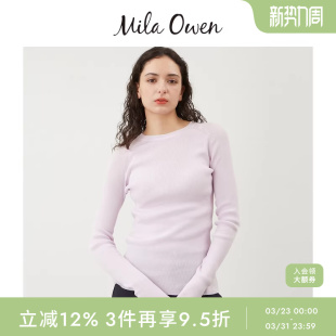 针织衫 纯色圆领罗纹长袖 09WNT244304 Owen秋冬百搭修身 Mila