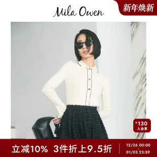 翻领针织开衫 Mila 休闲气质修身 新款 09WNT241168 Owen春夏季