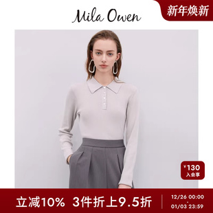 针织衫 长袖 上衣09WNT251116 Owen春夏气质百搭翻领修身 Mila