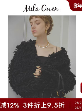 Mila Owen秋冬时尚气质短款毛钱圈V领针织开衫09WND244171