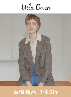 Mila Owen秋冬通勤气质百搭双排扣翻领西装外套09WFJ245906