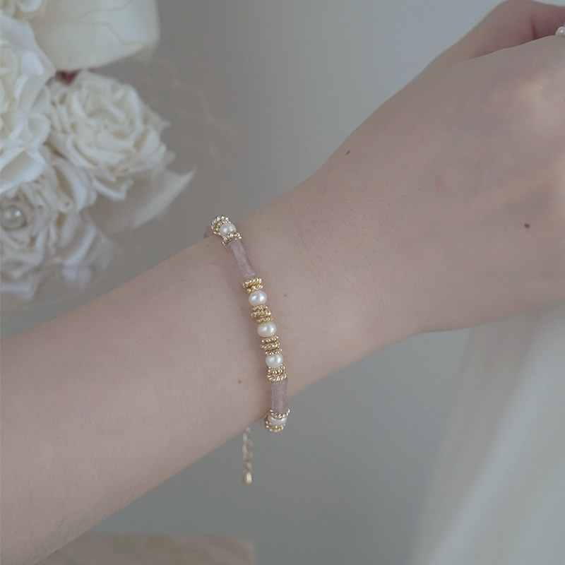 浪漫桃花手链草莓粉晶