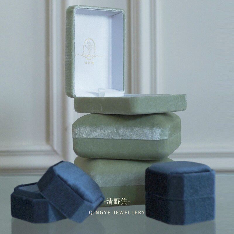 复古首饰盒高级丝绒礼盒收纳盒八角戒指盒项链包装盒手链手镯盒