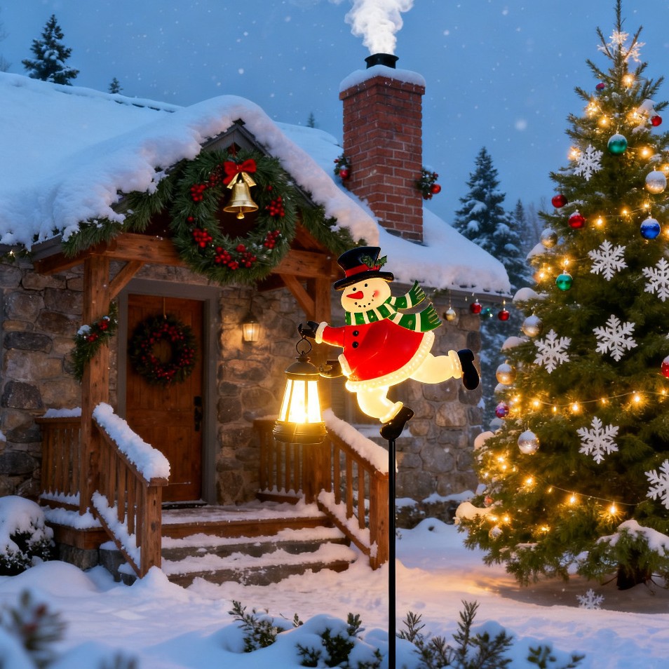 圣诞节创意太阳能圣诞老人提灯户外庭院花园地插铁艺工艺品装饰