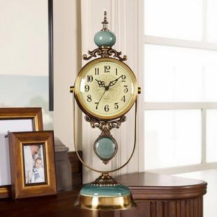 欧式复古座钟客厅时钟2025大气美式摆放台式钟表桌面摆钟老式钟w