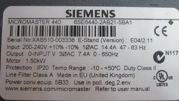 西门子1P6SE6440-2AB21-5BA1全新MICROMASTER4406SE64402AB215BA1