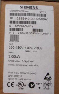 西门子1P6SE6440-2UD23-0BA1全新MICROMASTER4406SE64402UD230BA1