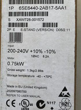 西门子1P6SE6440-2AB17-5AA1全新MICROMASTER4406SE64402AB175AA1