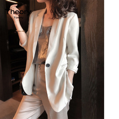 Theory Tommy2024春秋醋酸小西装外套休闲缎面珠光垂感修身西服